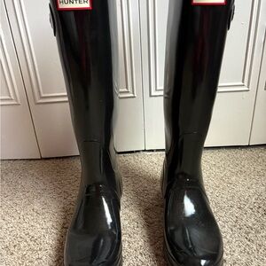 Hunter Glossy Black Tall Boots